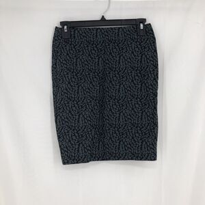 LOFT Pencil Skirt Women Sz 00 PETITE Floral Black Gray